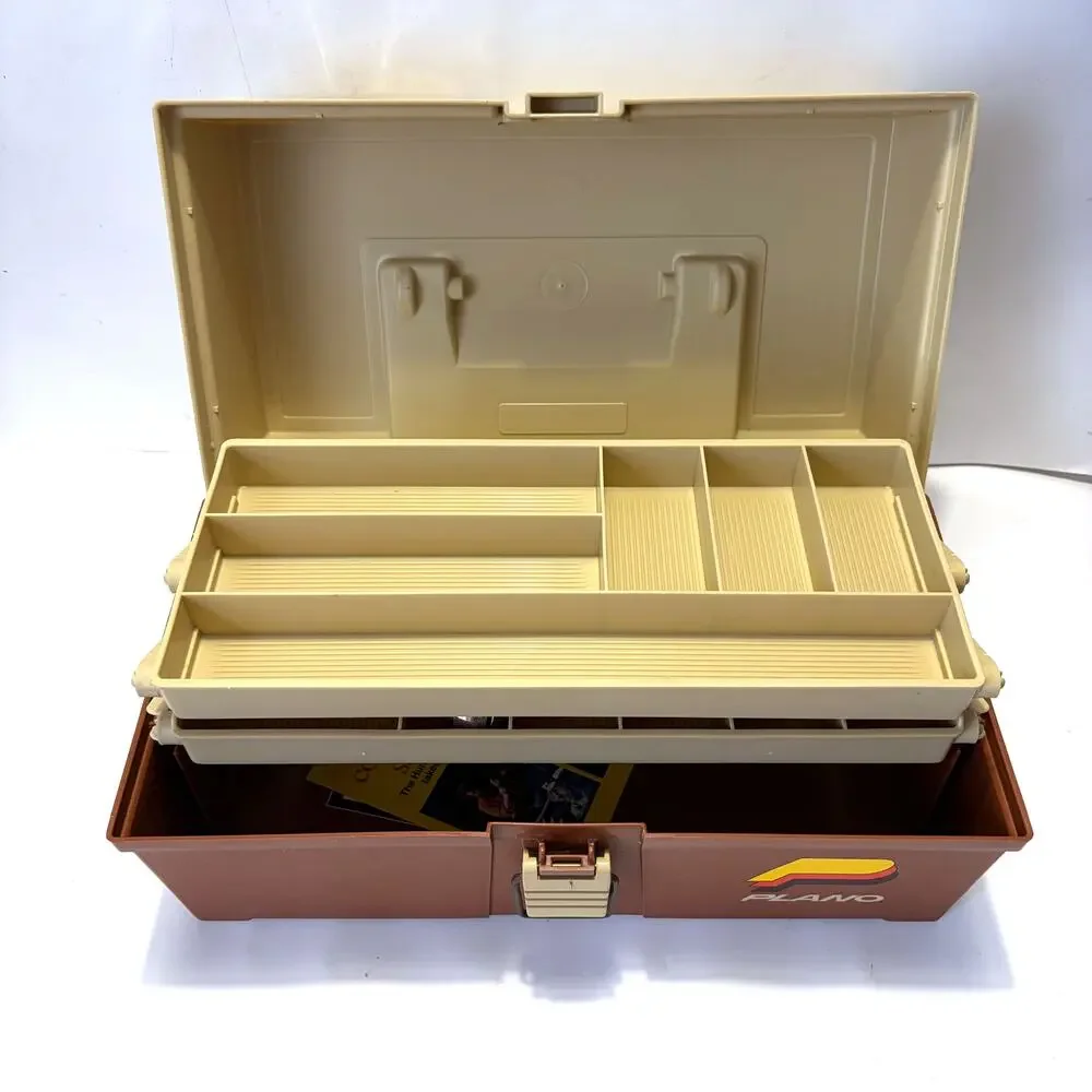 Vintage Plano 2200 2-Tray Tackle Box w/ Original 1992 Catalog & Papers
